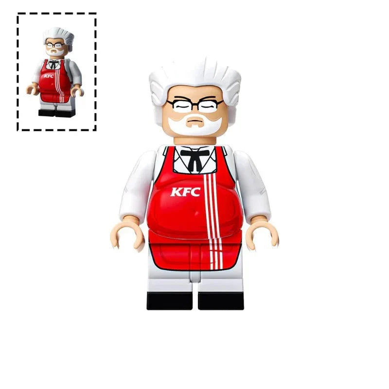 Fat Colonel Sanders KFC Custom Icon Minifigure - Minifigure Bricks