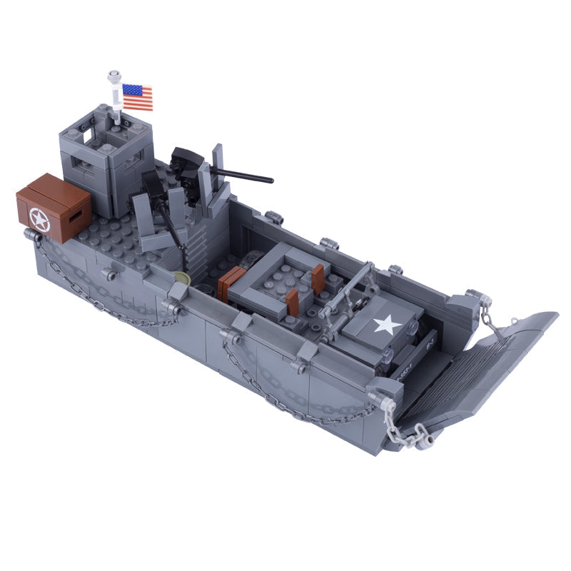 WW2 US Army Higgins Landing Craft with Jeep Custom Military MOC - Minifigure Bricks