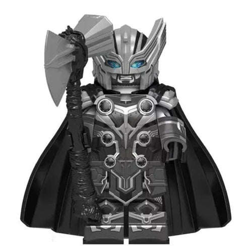 Armoured Thor (Black & White) Custom Marvel Superhero Minifigure - Minifigure Bricks