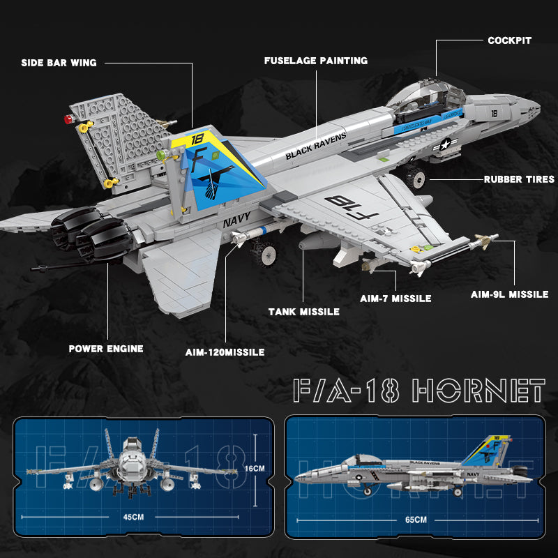 F/A-18 Hornet Supersonic Fighter Jet Building Set