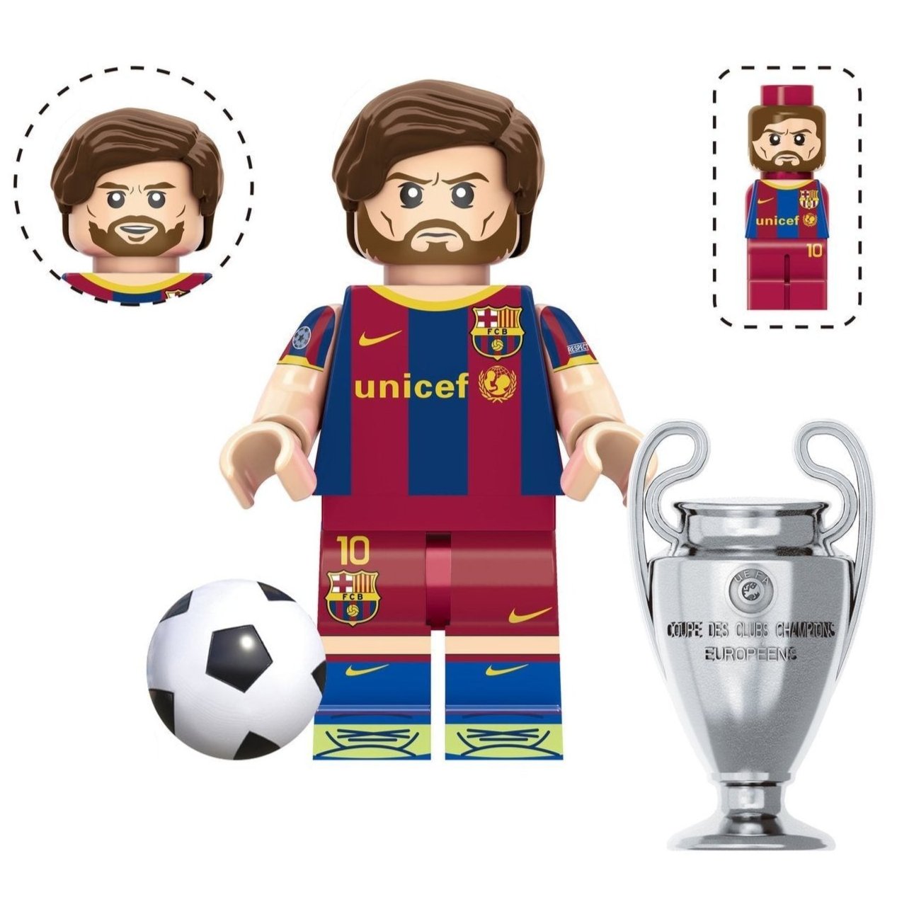 Lionel Messi (Barcelona) Custom Football Player Minifigure - Minifigure Bricks