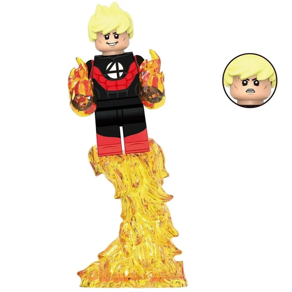 Human Torch (Future Foundation) Custom Marvel Superhero Minifigure - Minifigure Bricks