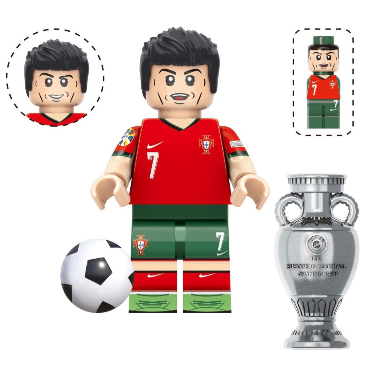 Cristiano Ronaldo (Portugal) Custom Football Player Minifigure - Minifigure Bricks