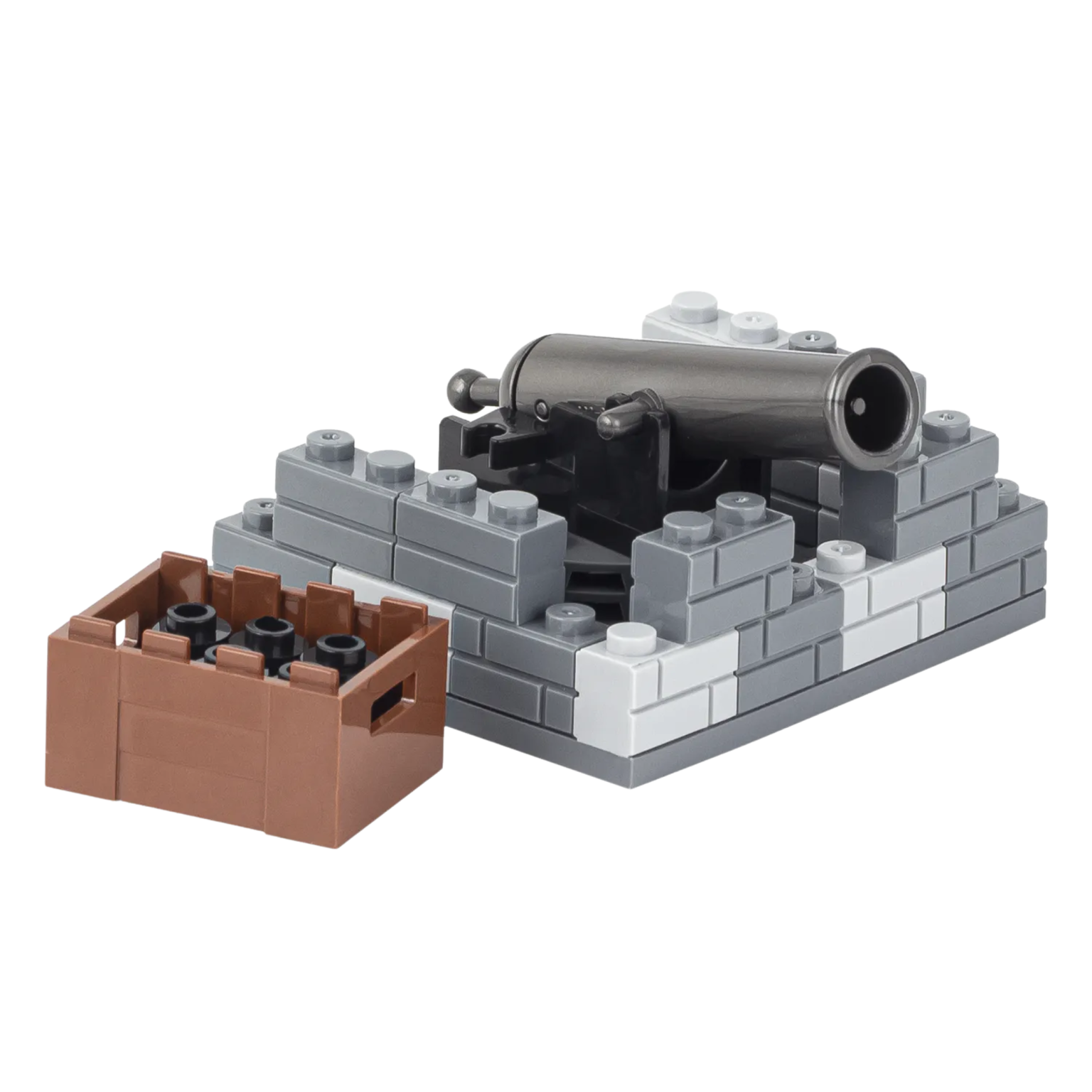 Military Artillery Stone-Fortified Cannon Base Custom Military MOC Set
