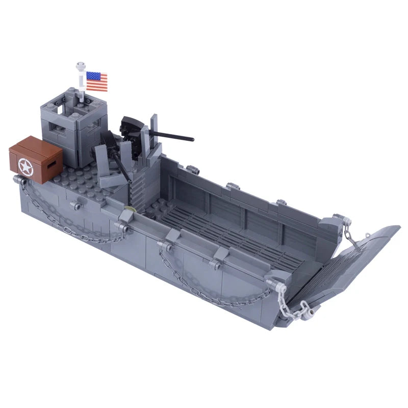 WW2 US Army Higgins Landing Craft with Jeep Custom Military MOC - Minifigure Bricks