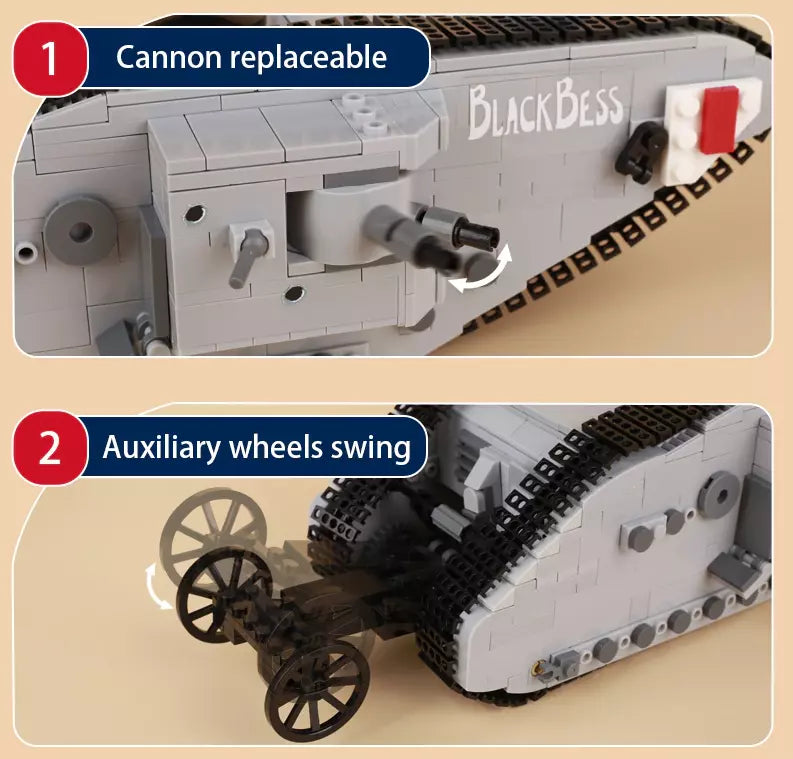WW1 British Mark I Heavy Tank Custom Military MOC