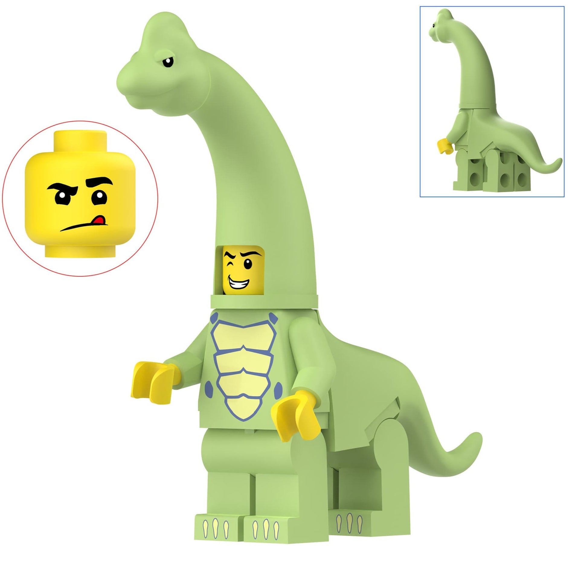 Green Brachiosaurus Costumed Fan Custom Minifigure - Minifigure Bricks