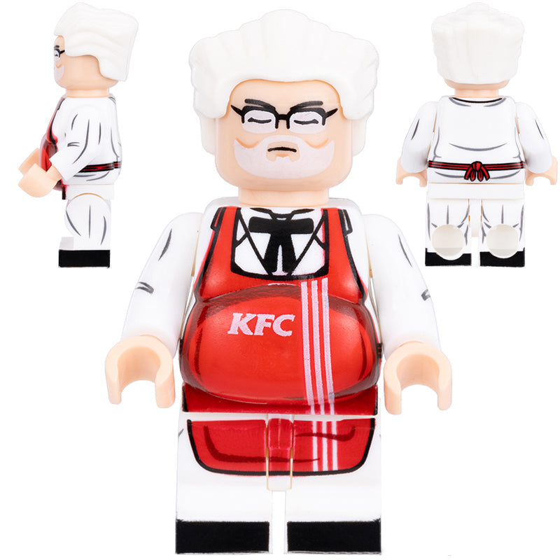 Fat Colonel Sanders KFC Custom Icon Minifigure - Minifigure Bricks