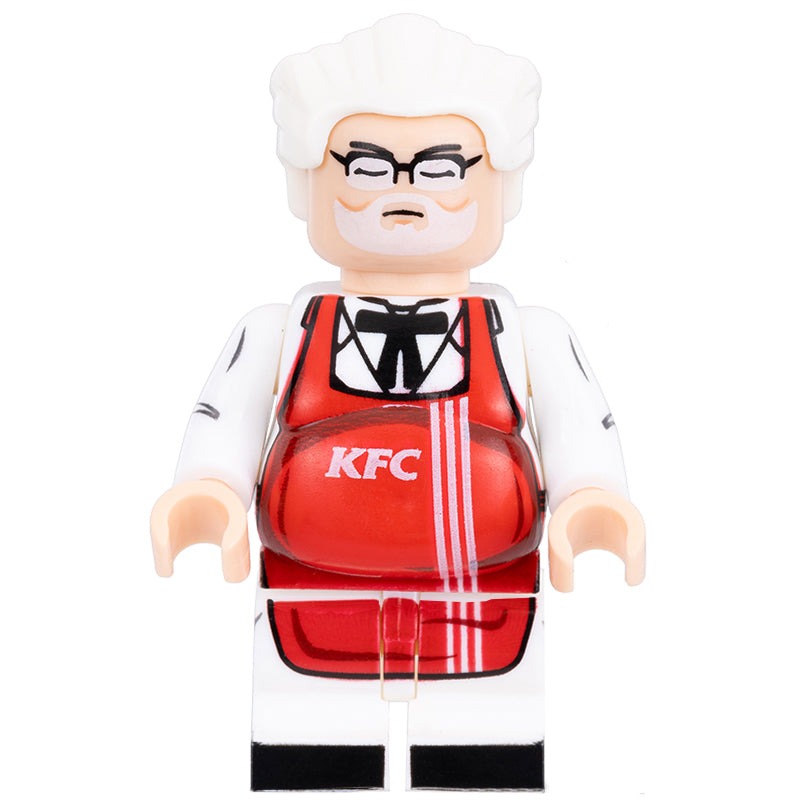 Fat Colonel Sanders KFC Custom Icon Minifigure - Minifigure Bricks