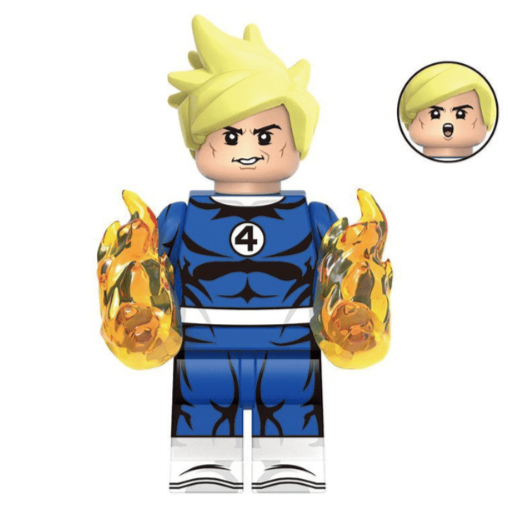 Human Torch (Fantastic Four) Custom Marvel Superhero Minifigure - Minifigure Bricks
