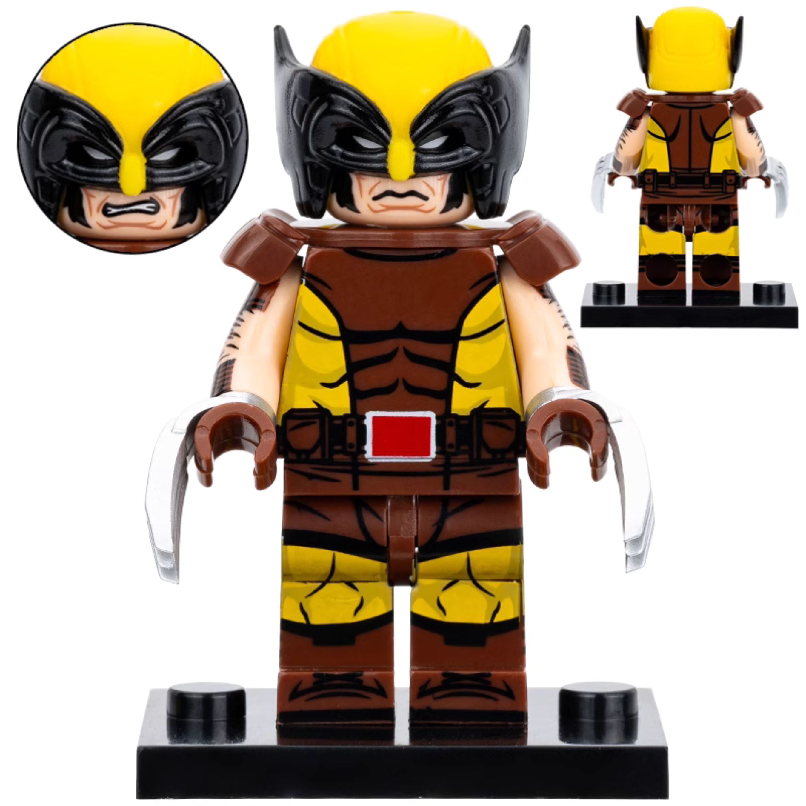 Wolverine (Brown-Ochre Suit) Custom Marvel Superhero Minifigure - Minifigure Bricks