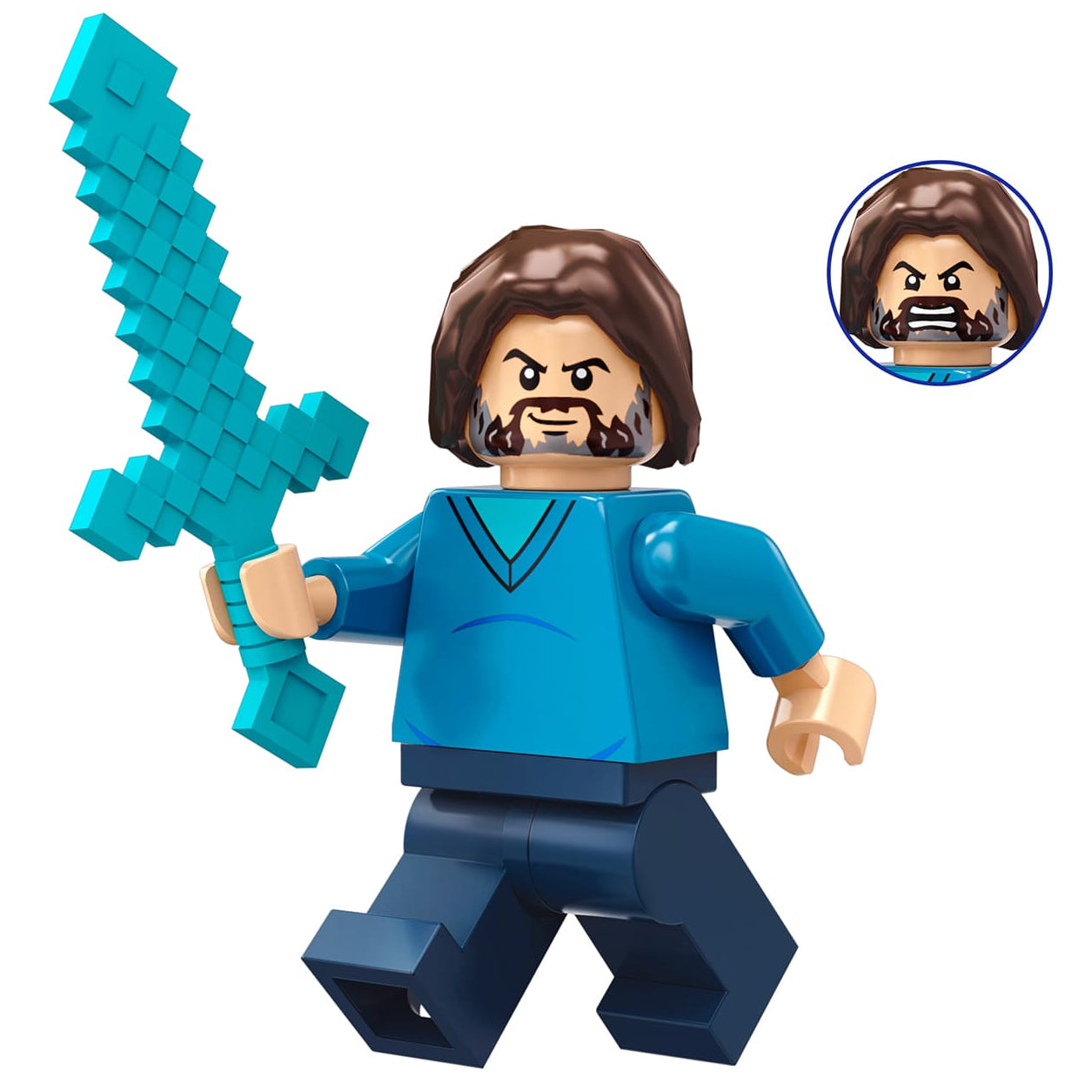 Steve Custom Minecraft Movie Minifigure - Minifigure Bricks