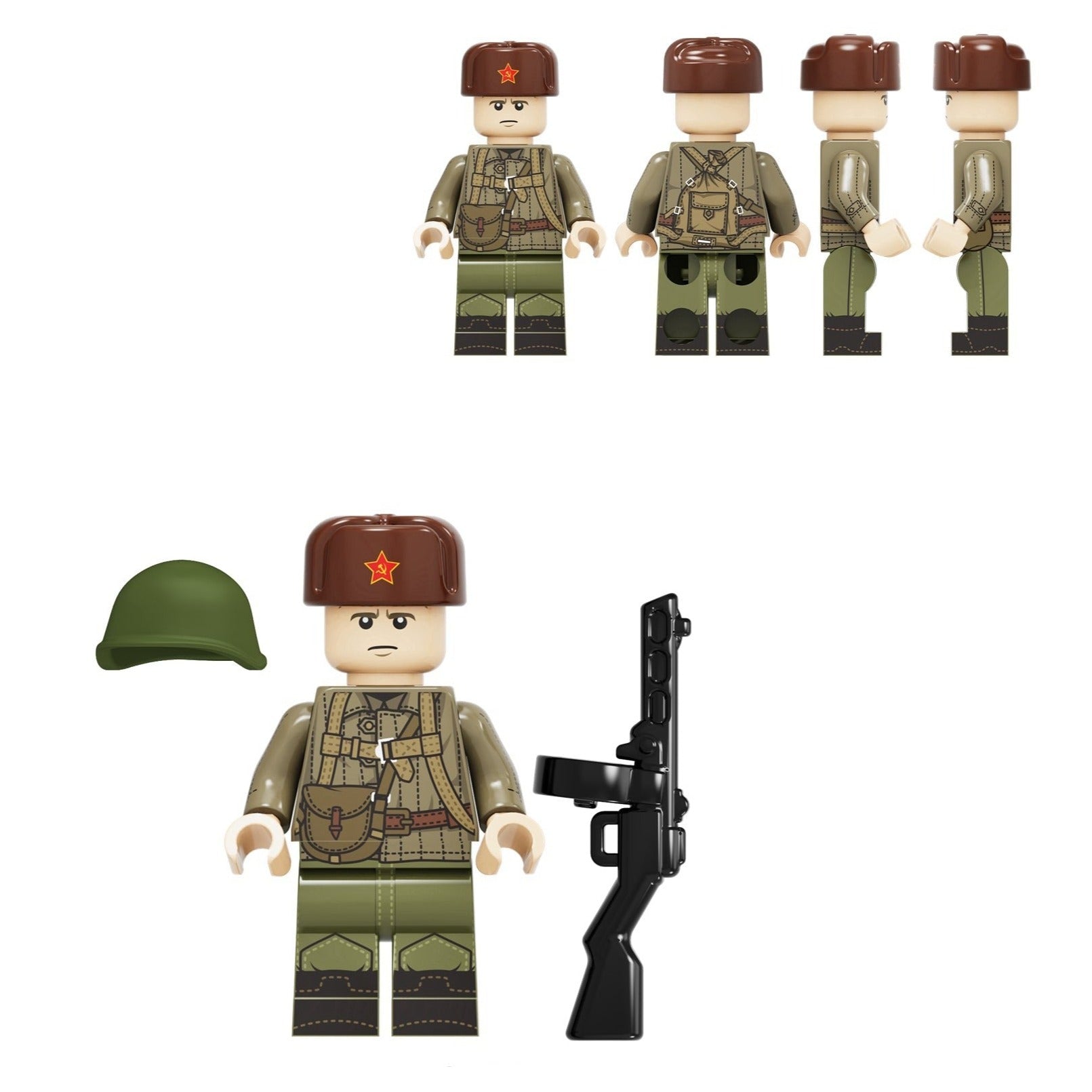 Soviet Military Soldier Custom Minifigure - Minifigure Bricks