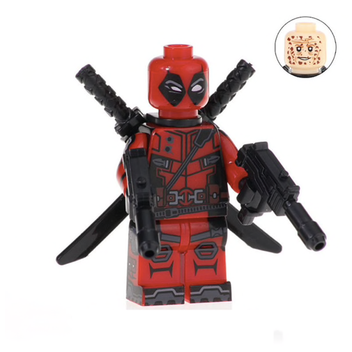 Deadpool Custom Marvel Superhero Minifigure with Swords - Minifigure Bricks