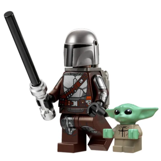 Din Djarin with Grogu custom Star Wars Minifigure - Minifigure Bricks