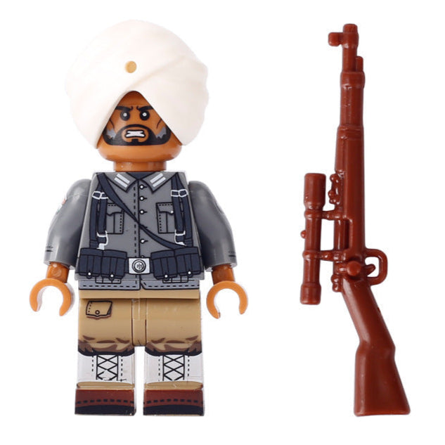 WW2 Indian Legion Soldier Custom Military Minifigure - Minifigure Bricks