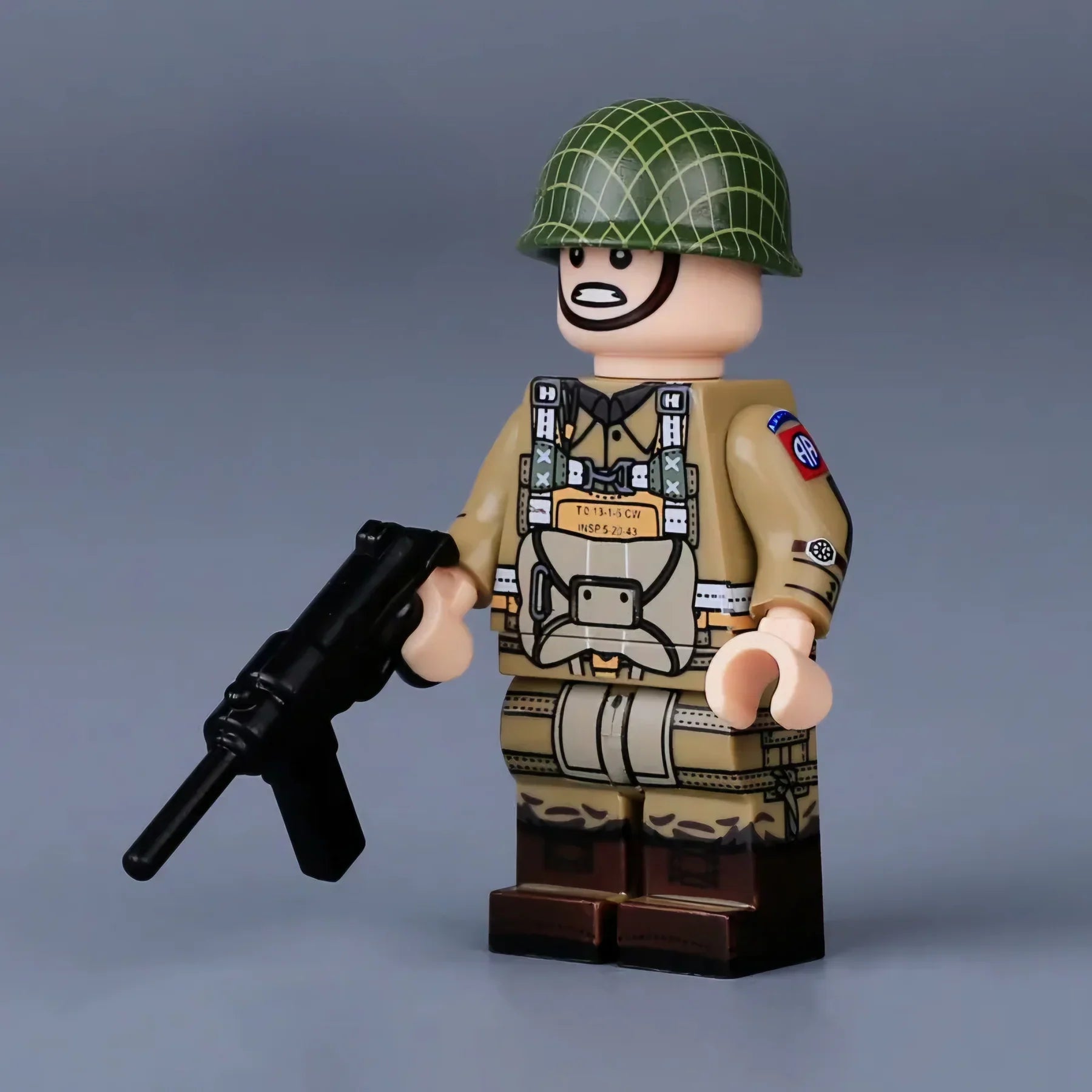 WW2 US Army 82nd Airborne Paratrooper Soldier Custom Minifigure - Minifigure Bricks