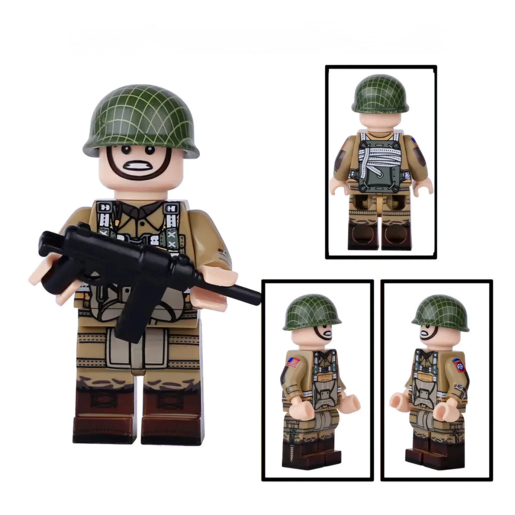 WW2 US Army 82nd Airborne Paratrooper Soldier Custom Minifigure - Minifigure Bricks