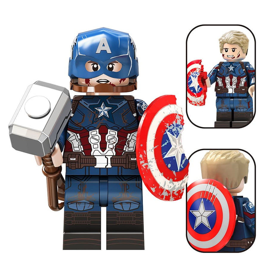 Captain America (Endgame) (damaged suit) Custom Marvel Superhero Minifigure - Minifigure Bricks