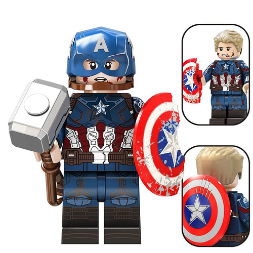 Captain America (Endgame) (damaged suit) Custom Marvel Superhero Minifigure - Minifigure Bricks