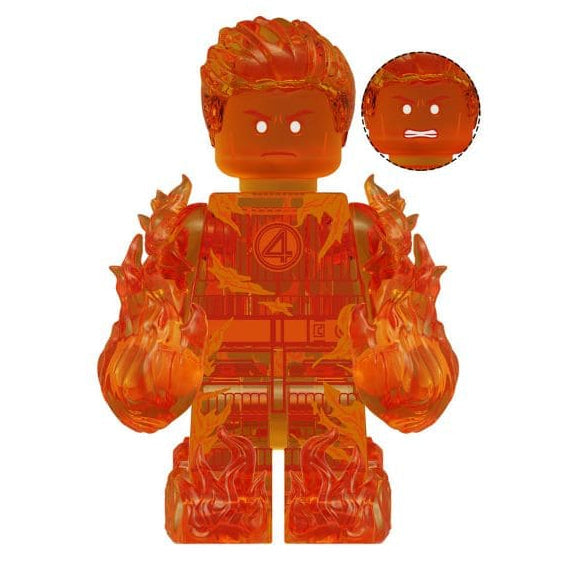 Human Torch (First Steps) Custom Marvel Superhero Minifigure - Minifigure Bricks