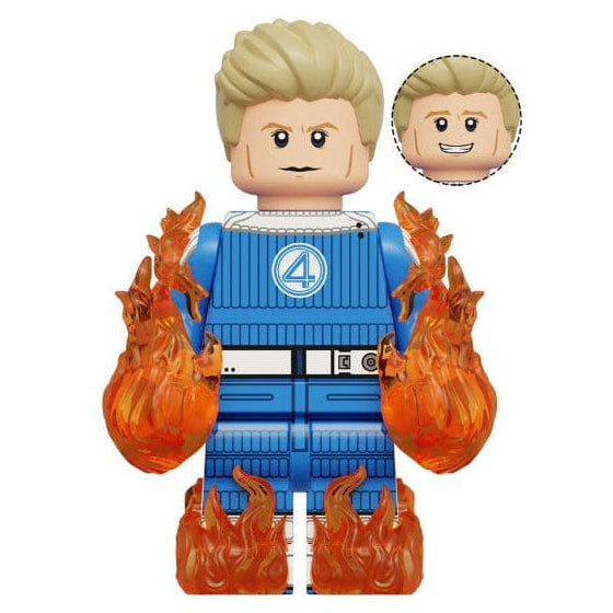 Human Torch (First Steps) Custom Marvel Superhero Minifigure - Minifigure Bricks