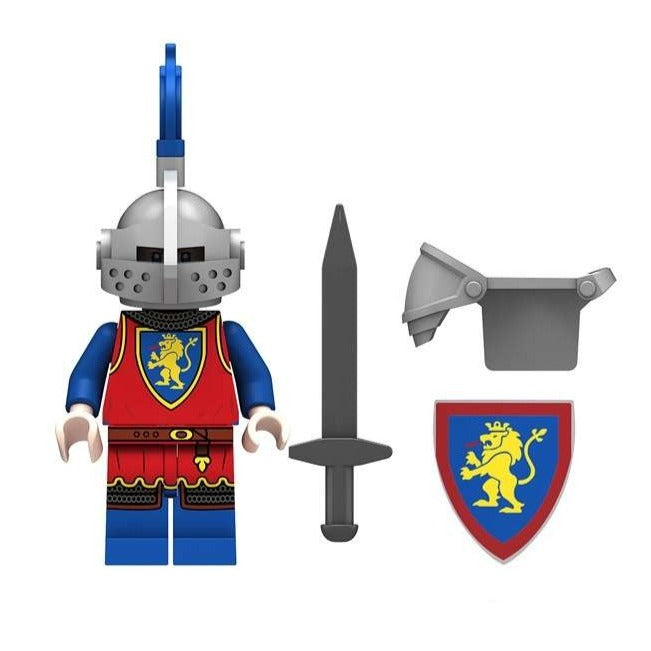 Red Lion Medieval Knight Custom Soldier Minifigure - Minifigure Bricks