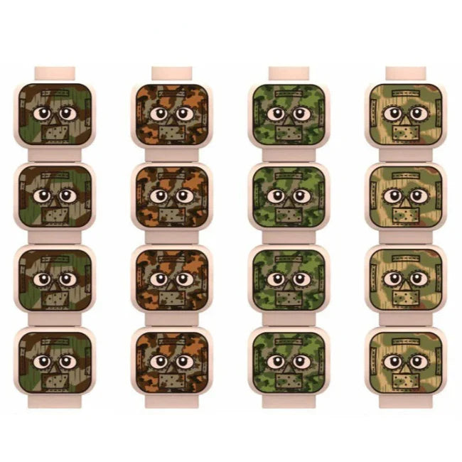 Camouflage Minifigure Heads Custom Accessory - Minifigure Bricks