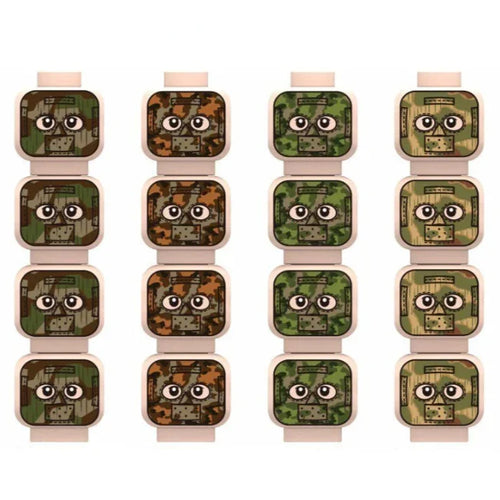 Camouflage Minifigure Heads Custom Accessory - Minifigure Bricks