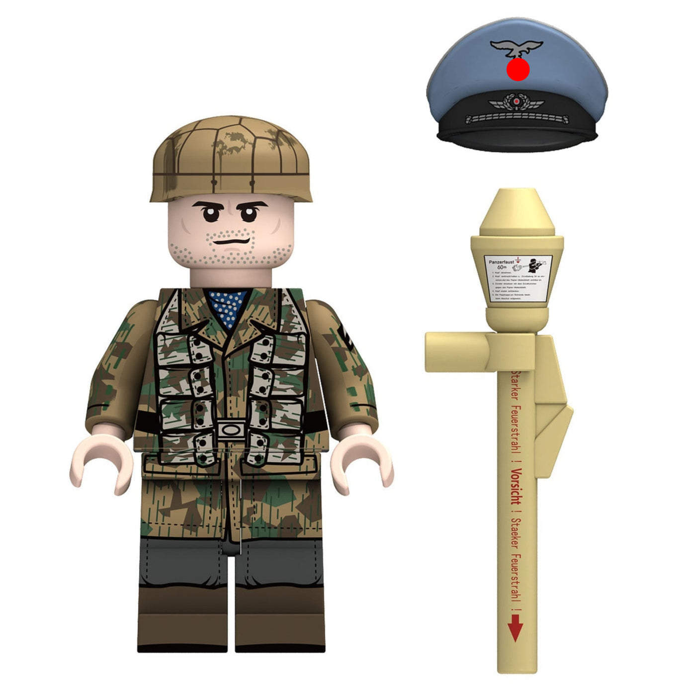 WW2 German Luftwaffe Soldier (Panzerfaust) Custom Minifigure - Minifigure Bricks