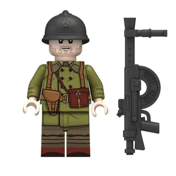 WW2 French Infantry Soldier Custom Military Minifigure - Minifigure Bricks