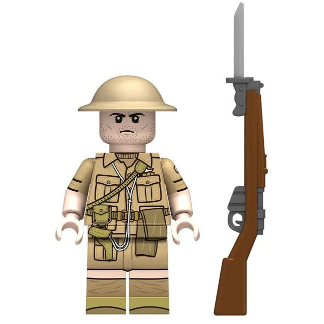 WW2 British Army Machine Gunner Custom Military Minifigure - Minifigure Bricks