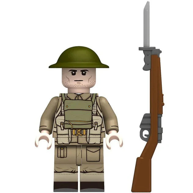 WW2 British Army Infantry Soldier Custom Military Minifigure - Minifigure Bricks