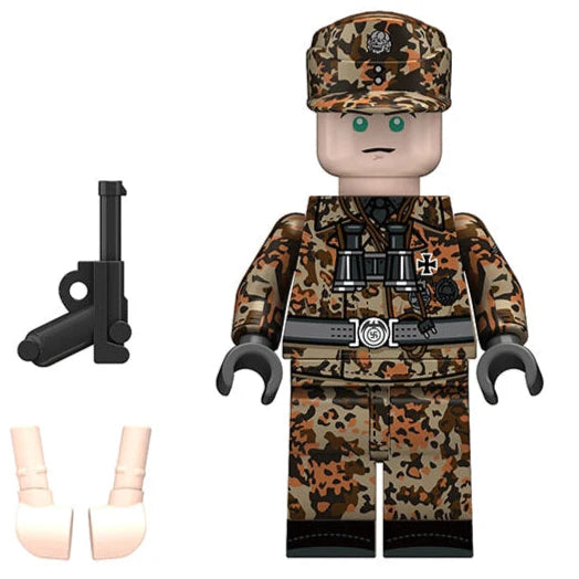 WW2 German Oak Leaf Pattern Panzer Soldier Custom Military Minifigure - Minifigure Bricks