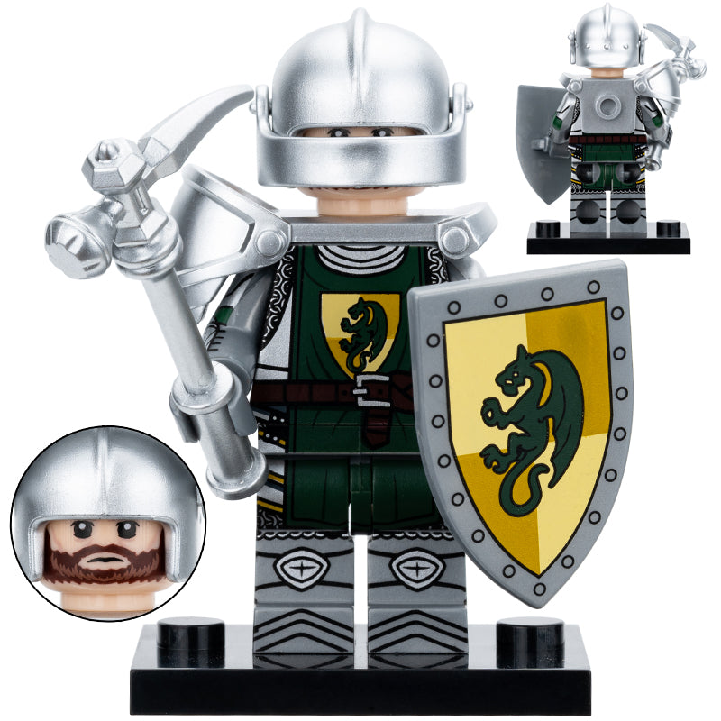 Medieval Green Dragon Knight Custom Military Minifigure - Minifigure Bricks