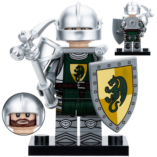 Medieval Green Dragon Knight Custom Military Minifigure - Minifigure Bricks