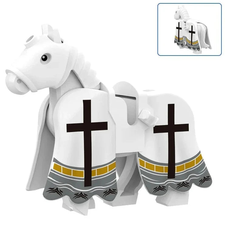 Medieval White Warhorse Custom Minifigure - Minifigure Bricks