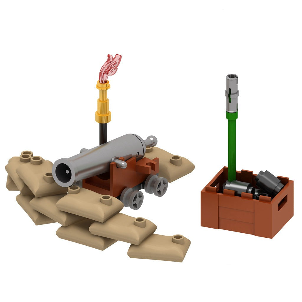 Military Cannon With Sandbags Custom Set - Minifigure Bricks