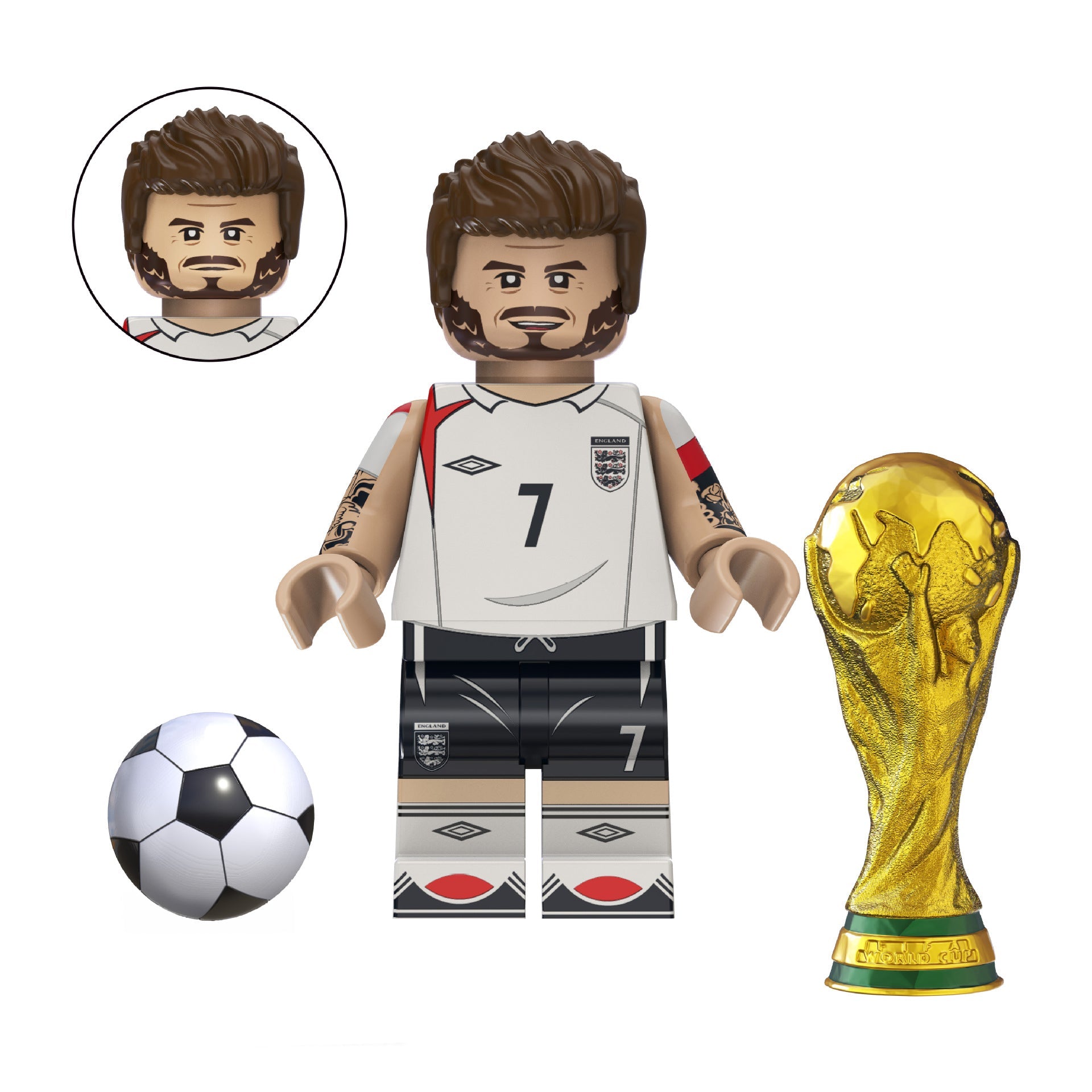 David Beckham (England) Custom Football Legend Minifigure - Minifigure Bricks