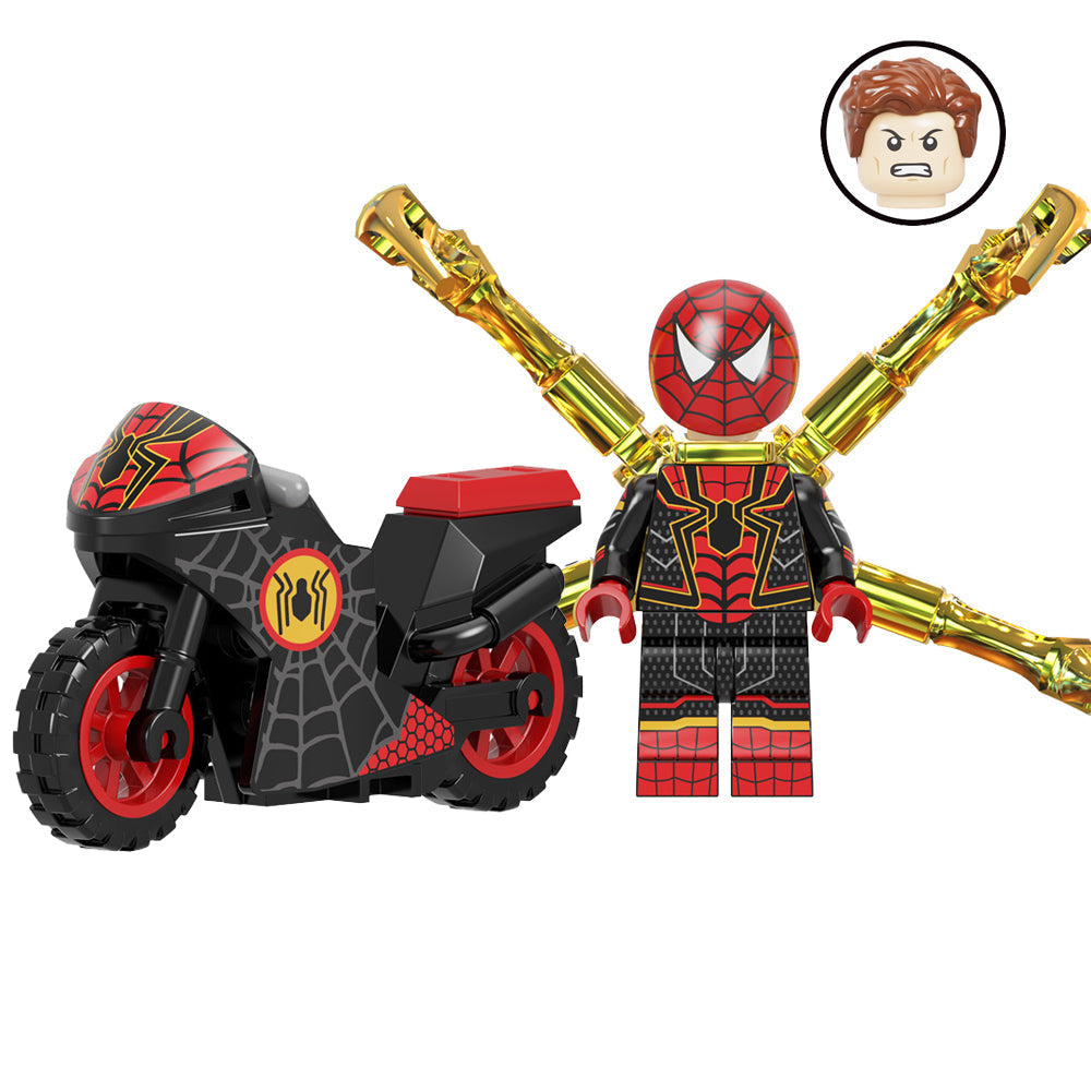 Iron Spider-Man Motorbike Custom Marvel Superhero Minifigure - Minifigure Bricks