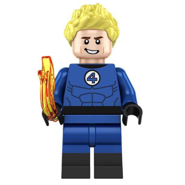 Johnny Storm (F4) Custom Marvel Superhero Minifigure - Minifigure Bricks
