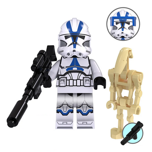 501st Clone Trooper with Battle Droid Custom Star Wars Minifigure - Minifigure Bricks