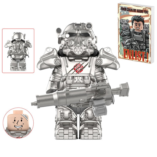 Brotherhood of Steel T-60 Power Armor (Bear Claw) Custom Fallout Minifigure - Minifigure Bricks