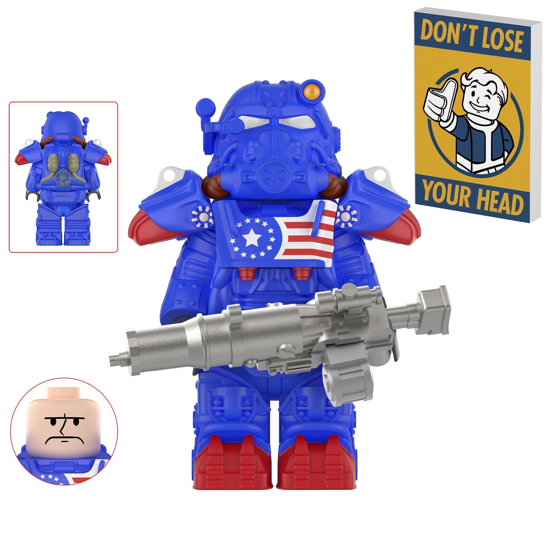 T-60 Power Armor (Patriotic) Custom Fallout Minifigure - Minifigure Bricks