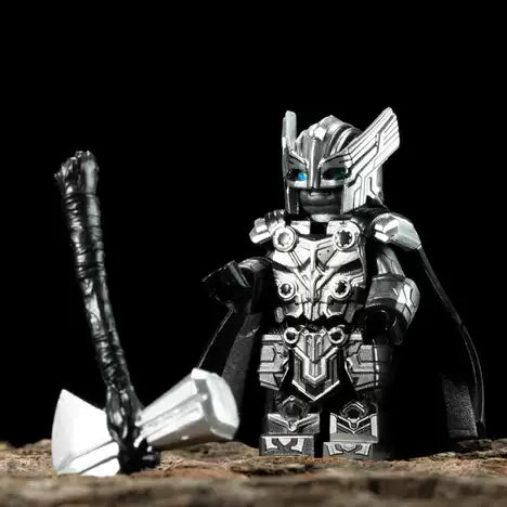 Armoured Thor (Black & White) Custom Marvel Superhero Minifigure - Minifigure Bricks