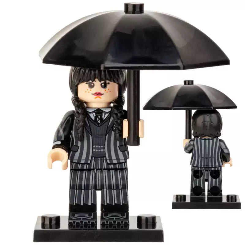 Wednesday Addams Custom Minifigure - Minifigure Bricks