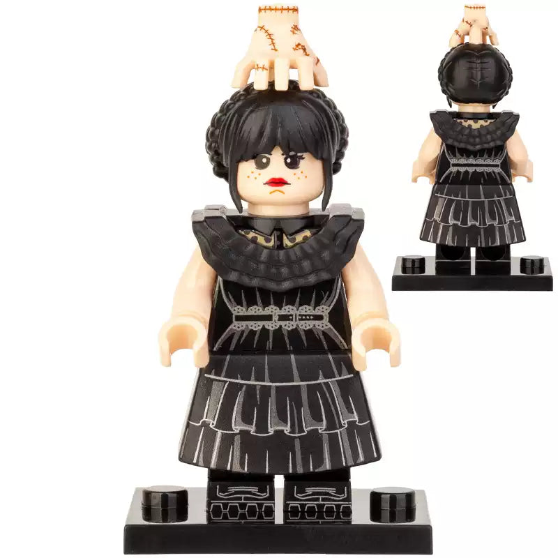 Wednesday Addams with Thing Custom Minifigure - Minifigure Bricks