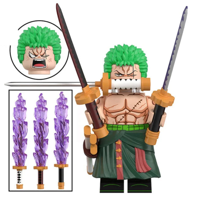 Roronoa Zoro custom One Piece Anime Minifigure - Minifigure Bricks