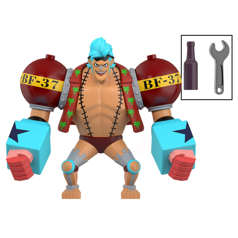 Franky Custom One Piece Anime Large Minifigure - Minifigure Bricks