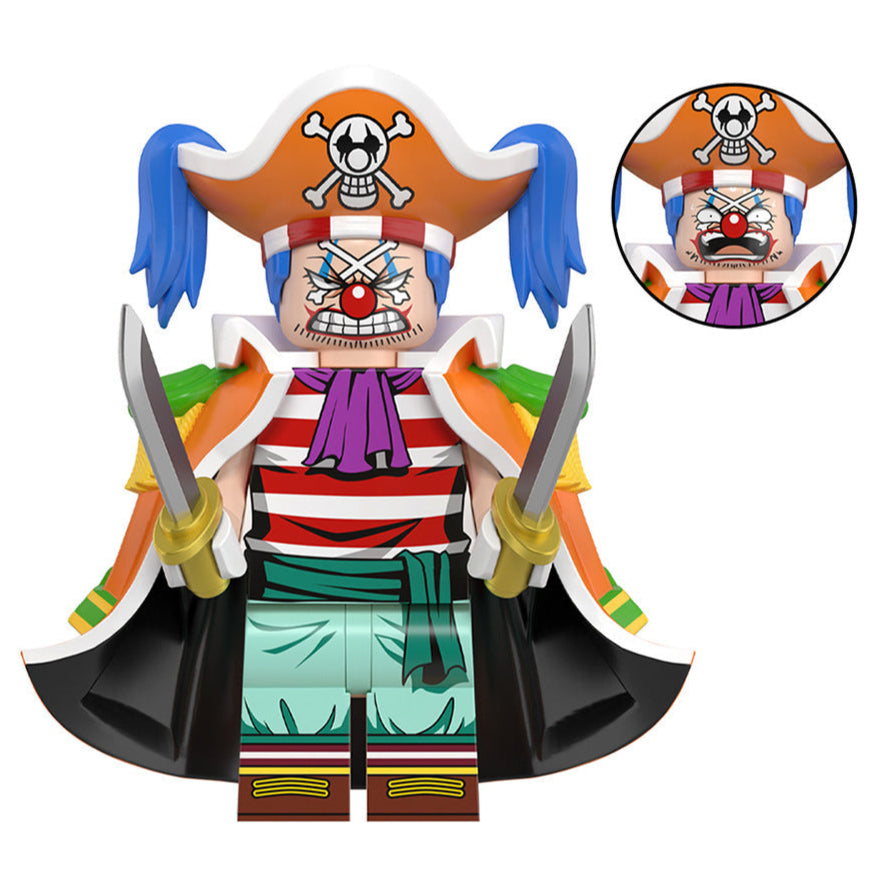 Buggy Custom One Piece Anime Minifigure - Minifigure Bricks